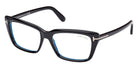 Tom Ford® FT5894-B FT5894-B 001 56 - 001 - Shiny Black, Shiny Rose Gold, t" Logo / Blue Block Lenses" Sunglasses