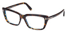 Tom Ford® FT5894-B FT5894-B 052 56 - 052 - Caramel Brown Havana, Shiny Rose Gold, t" Logo / Blue Block Lenses" Sunglasses