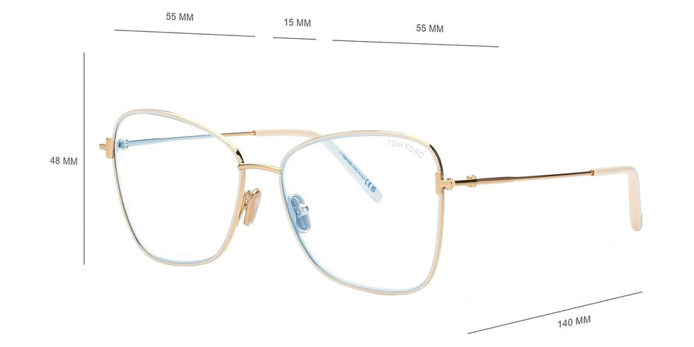 Tom Ford® FT5906-B FT5906-B 025 55 - 025 - Shiny Ivory / Shiny Deep Gold Eyeglasses