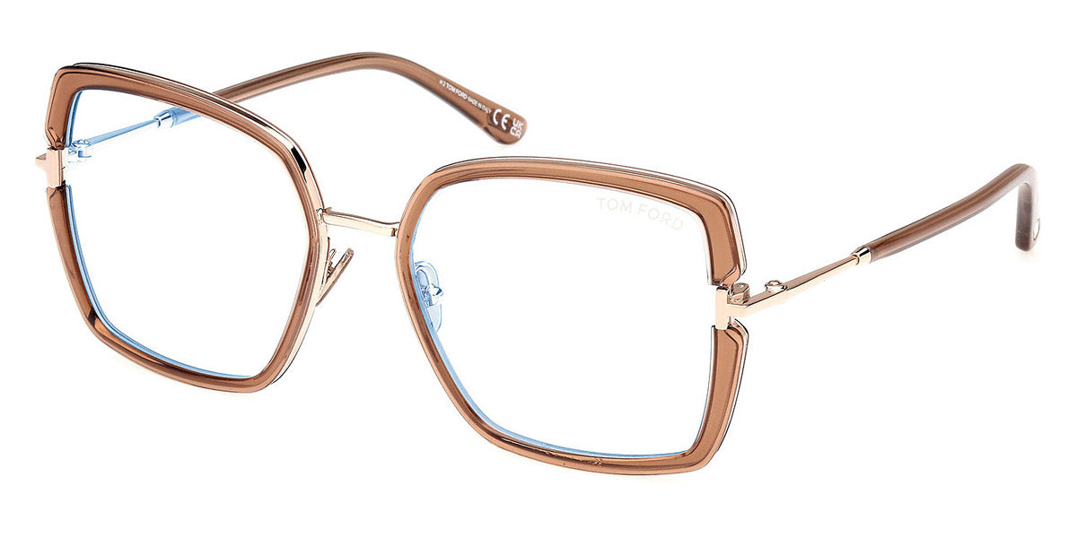 Tom Ford® FT5985-B FT5985-B 045 55 - 045 - Shiny Light Brown / Shiny Light Brown Eyeglasses
