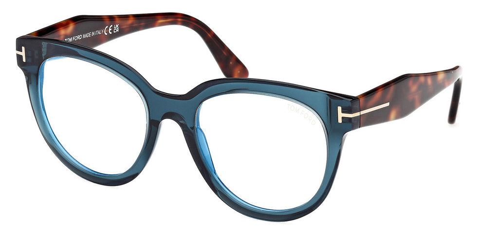 Tom Ford® FT5987-B FT5987-B 092 52 - 092 - Shiny Light Blue / Coloured Havana Eyeglasses