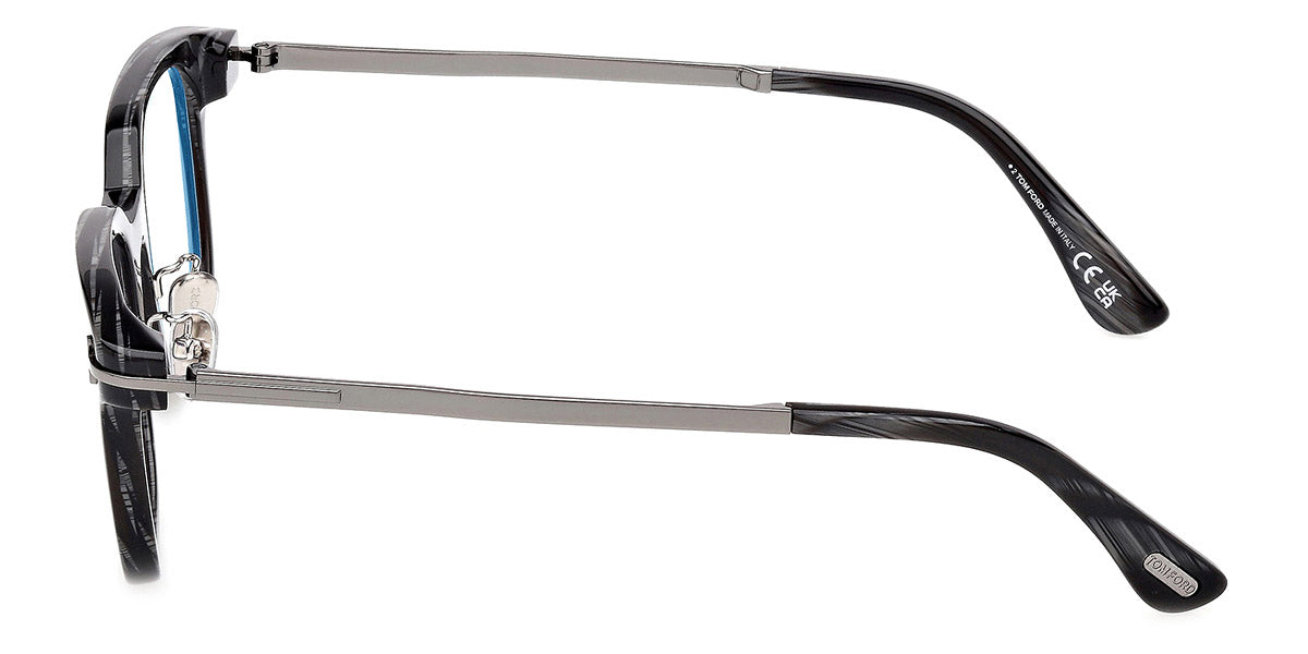 Tom Ford® FT6022-D-B FT6022-D-B 063 52 - Shiny Gunmetal/Black Horn / Blue Filter Eyeglasses