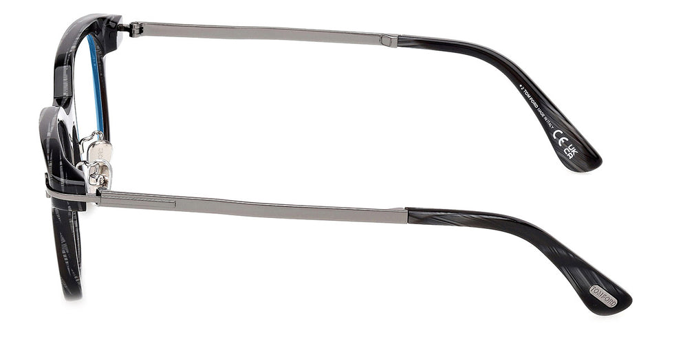 Tom Ford® FT6022-D-B FT6022-D-B 063 52 - Shiny Gunmetal/Black Horn / Blue Filter Eyeglasses