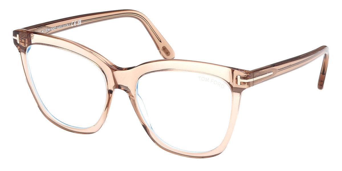 Tom Ford® FT6042-B FT6042-B 045 54 - Shiny Light Brown / Blue Filter Eyeglasses