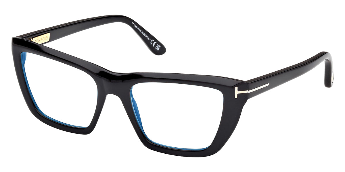 Tom Ford® FT6047-B FT6047-B 001 54 - Shiny Black / Blue Filter Eyeglasses