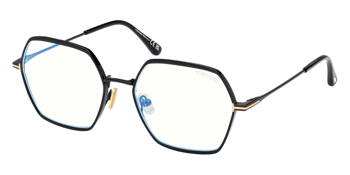 Tom Ford® FT6050-B FT6050-B 001 56 - Shiny Black / Blue Filter Eyeglasses