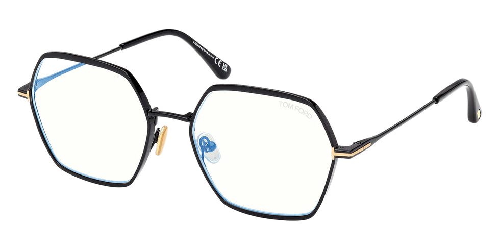 Tom Ford® FT6050-B FT6050-B 001 56 - Shiny Black / Blue Filter Eyeglasses