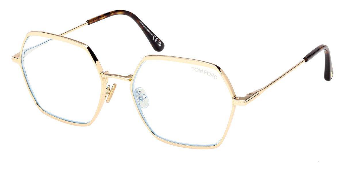 Tom Ford® FT6050-B FT6050-B 030 56 - Shiny Deep Gold / Blue Filter Eyeglasses