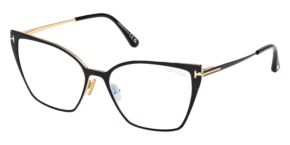 Tom Ford® FT6051-B FT6051-B 001 56 - Shiny Black / Blue Filter Eyeglasses