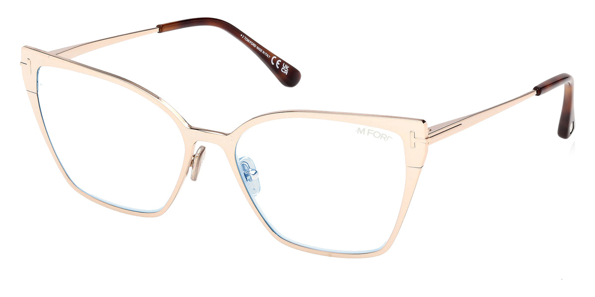 Tom Ford® FT6051-B FT6051-B 028 56 - Shiny Rose Gold / Blue Filter Eyeglasses