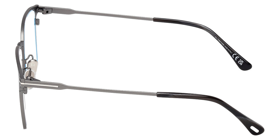 Tom Ford® FT6055-D-B FT6055-D-B 012 56 - Shiny Dark Ruthenium / Blue Filter Eyeglasses