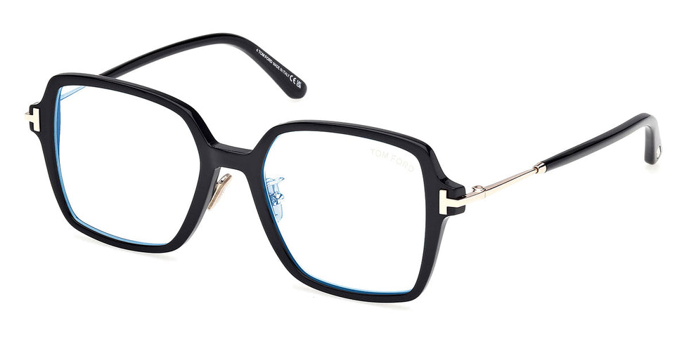 Tom Ford® FT6057-D-B FT6057-D-B 001 51 - Shiny Black / Blue Filter Eyeglasses