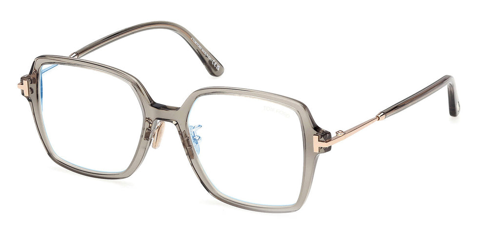 Tom Ford® FT6057-D-B FT6057-D-B 096 51 - Shiny Dark Green / Blue Filter Eyeglasses