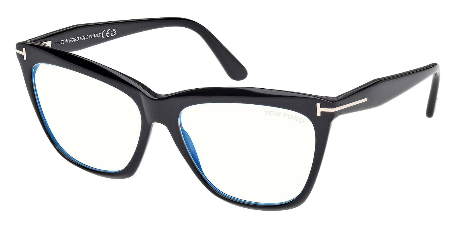 Tom Ford® FT6064-B FT6064-B 001 56 - Shiny Black / Blue Filter Eyeglasses