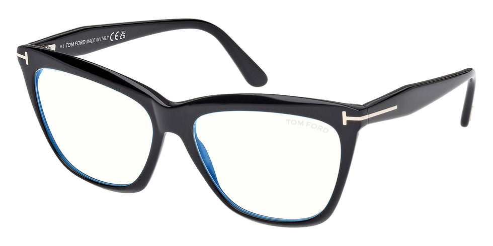Tom Ford® FT6064-B FT6064-B 001 56 - Shiny Black / Blue Filter Eyeglasses