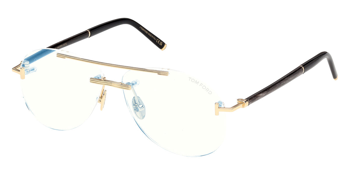 Tom Ford® FT6147-P Eyeglasses FT6147-P 030 57 - 030 - Shiny Deep Gold/Black Horn