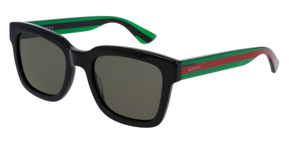 Gucci® GG0001SN GUC GG0001SN 002 52 - Black/Green Sunglasses