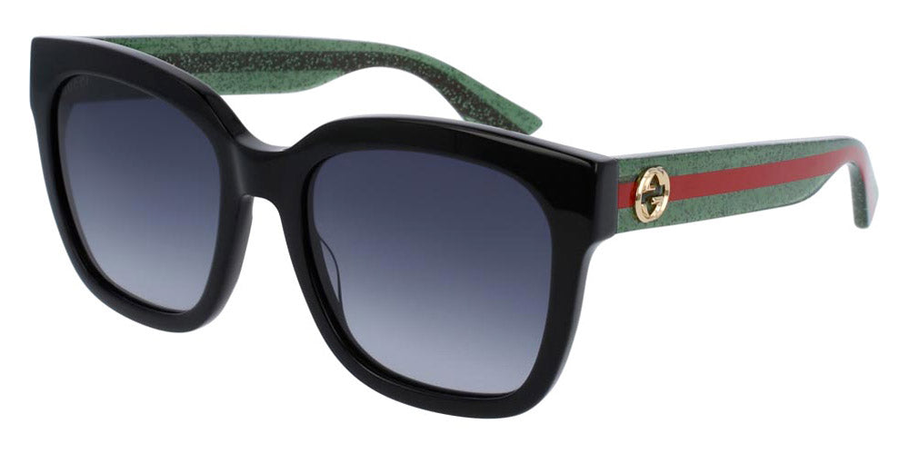 Gucci® GG0034SN GUC GG0034SN 002 54 - Black/Green Sunglasses