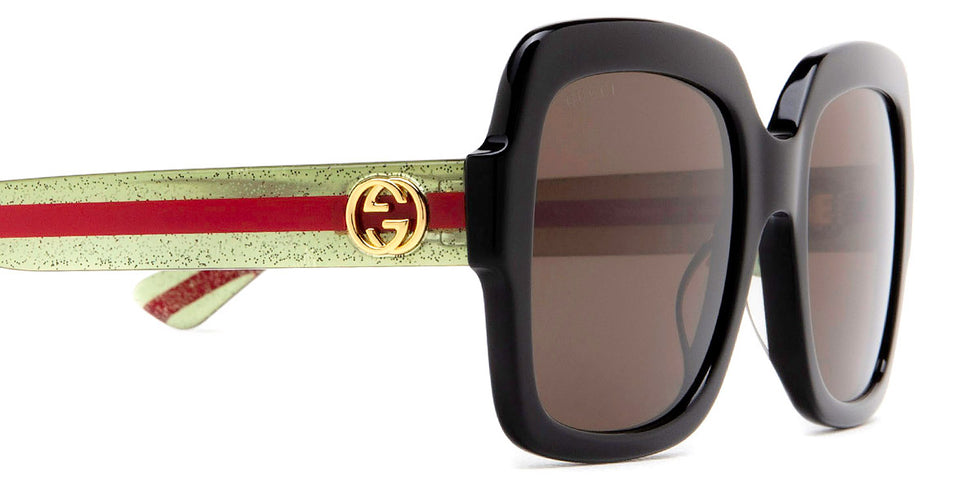 Gucci® GG0036SN GUC GG0036SN 002 54 - Black/Green Sunglasses
