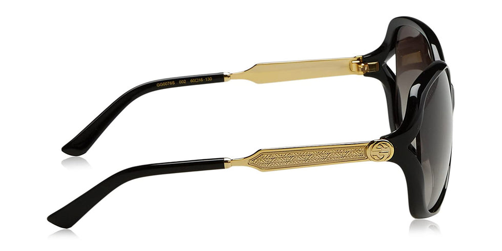 Gucci® GG0076S GUC GG0076S 002 60 - Black/Gold Sunglasses