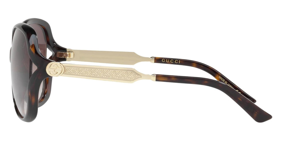 Gucci® GG0076S GUC GG0076S 003 60 - Havana/Gold Sunglasses