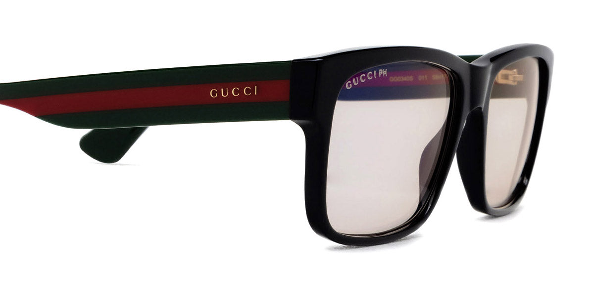 Gucci® GG0340S GUC GG0340S 011 58 - Black/Green Sunglasses