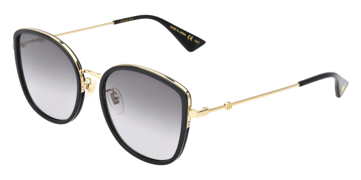 Gucci® GG0606SK GUC GG0606SK 001 56 - Black/Gold Sunglasses