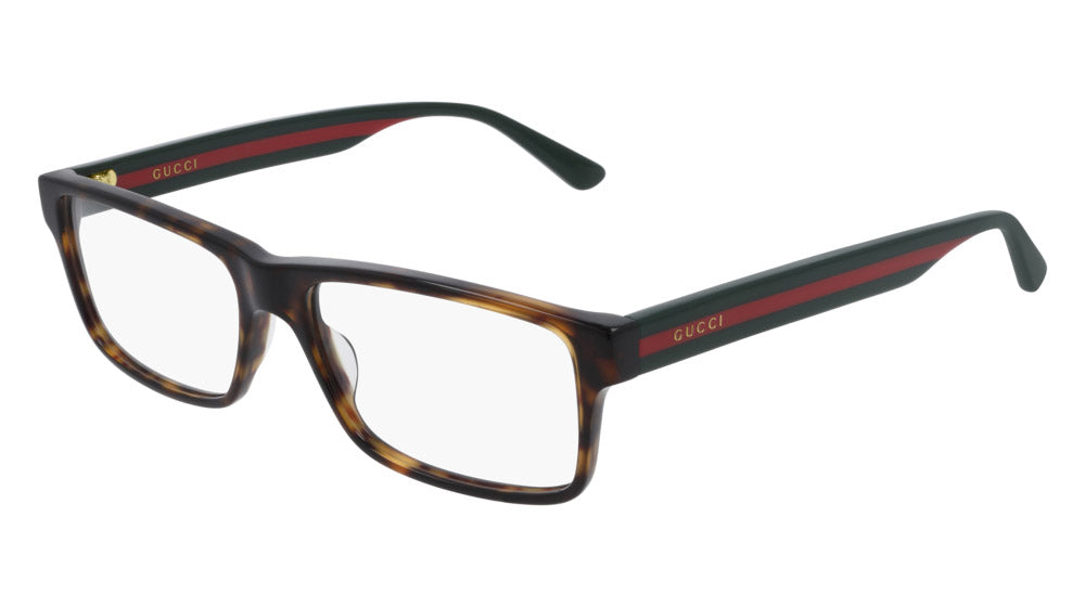 Gucci® GG0752O GUC GG0752O 002 56 - Havana/Green Eyeglasses