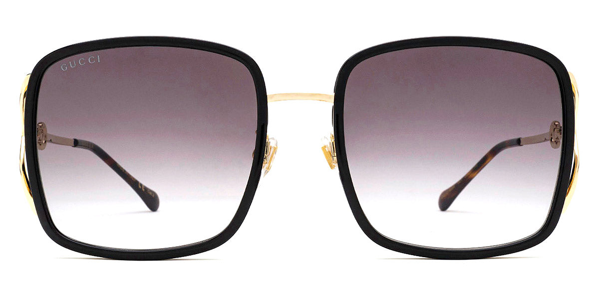 Gucci® GG1016SK GUC GG1016SK 001 58 - Black/Gold Sunglasses