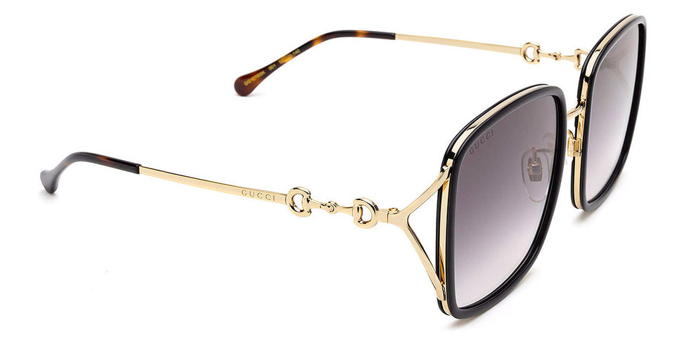 Gucci® GG1016SK GUC GG1016SK 001 58 - Black/Gold Sunglasses