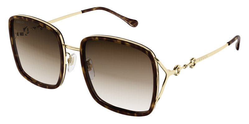 Gucci® GG1016SK GUC GG1016SK 003 58 - Havana/Gold Sunglasses