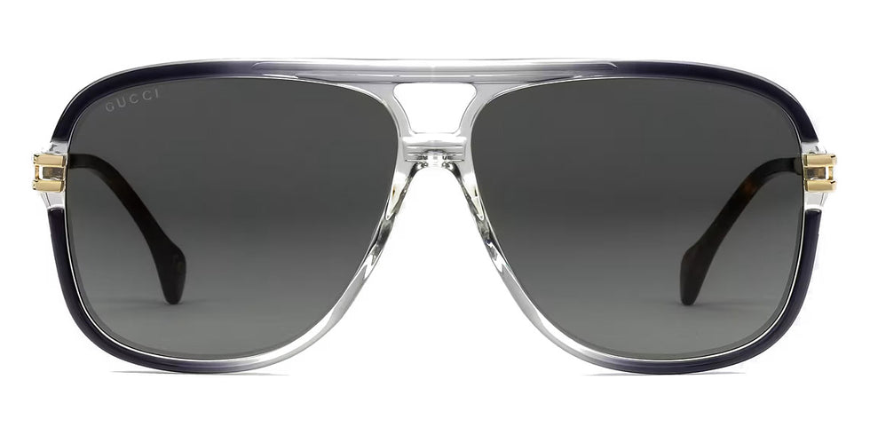 Gucci® GG1105S GUC GG1105S 001 63 - Gray/Gold Sunglasses