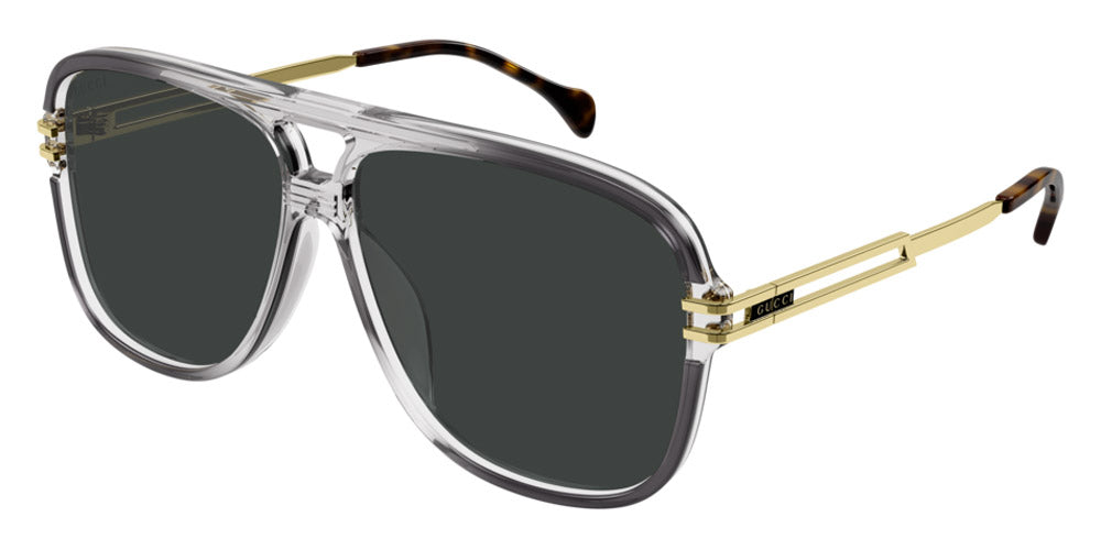 Gucci® GG1105S GUC GG1105S 001 63 - Gray/Gold Sunglasses