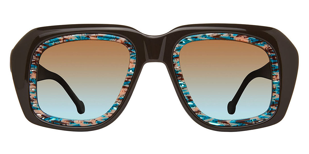 L.A.Eyeworks® HOT TUB LA HOT TUB 758 51 - Brownie Points with Blue-Tan-Brown Ribbons Insert. Brown to Blue Gradient Lens Sunglasses