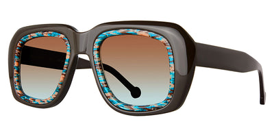 L.A.Eyeworks® HOT TUB LA HOT TUB 758 51 - Brownie Points with Blue-Tan-Brown Ribbons Insert. Brown to Blue Gradient Lens Sunglasses