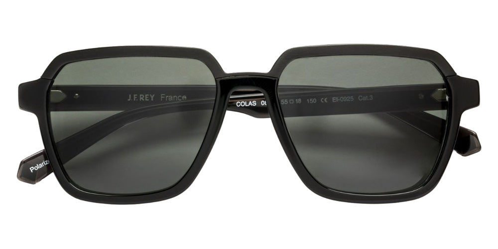 J.F. Rey® Colas Geometric Sunglasses - Aluminium Black Brushed/Acetate Black/Gray Ar