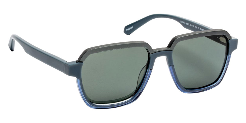 J.F. Rey® Colas Geometric Sunglasses - Aluminium Matte Gunmetal/Green Blue/Gray Ar