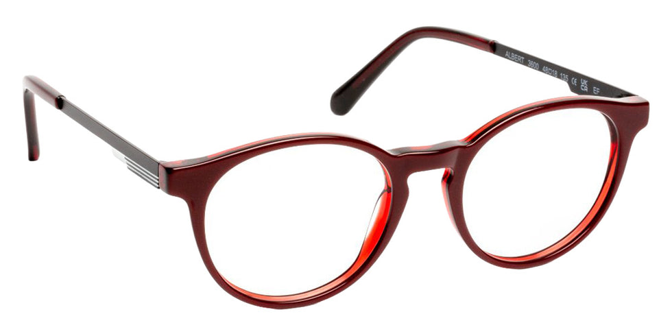 J.F. Rey® Albert Round Eyeglasses - Burgundy/Black/White