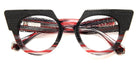 J.F. Rey® Carolina JFR Carilona 0830 49 - 0830 Black Geometric/Red Striped Eyeglasses
