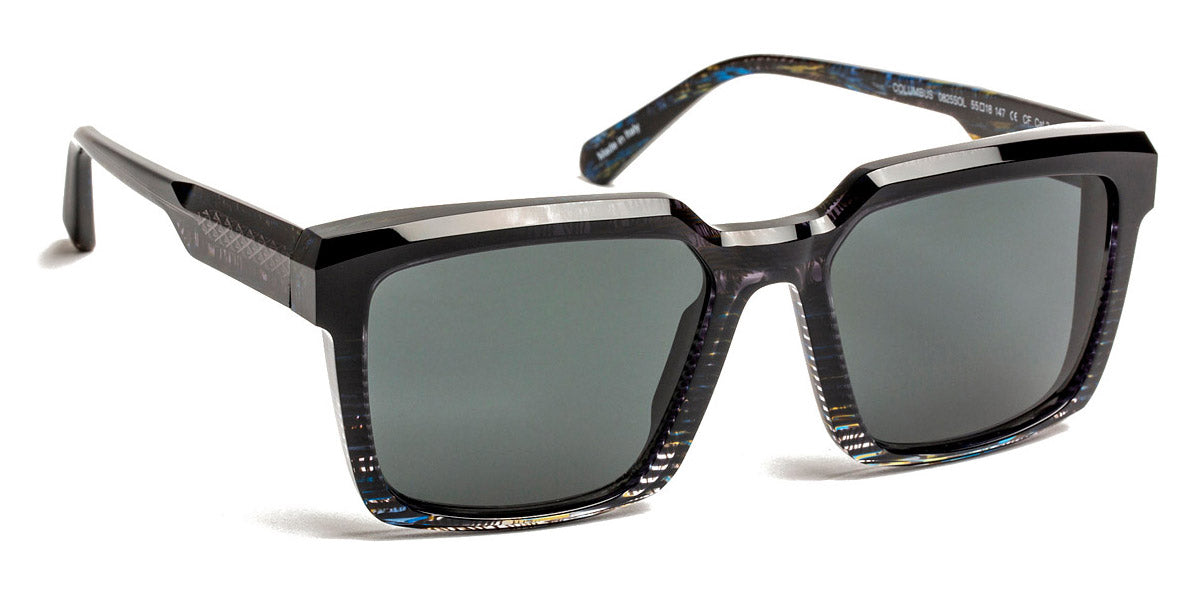 J.F. Rey® Columbus Sun JFR Columbus Sun 0825SOL 55 - 0825SOL SUNGLASS BLACK STRIPED/BLUE WOOL GL Sunglasses