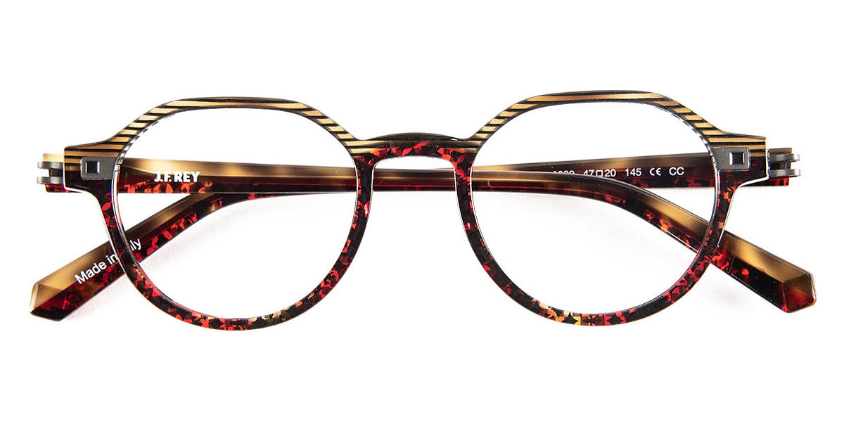 J.F. Rey® JF1532 JFR JF1532 0939 47 - 0939 Brown and Beige Striped/Red Python Eyeglasses
