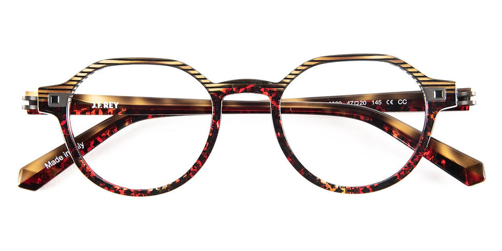 J.F. Rey® JF1532 JFR JF1532 0939 47 - 0939 Brown and Beige Striped/Red Python Eyeglasses