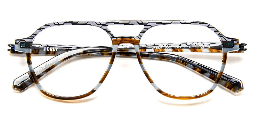 J.F. Rey® JF1537 JFR JF1537 0602 53 - 0602 Gray/Gray and Brown Striped Eyeglasses