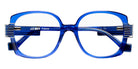 J.F. Rey® JF1585 Oversized Eyeglasses - Blue/White Black/Cristal Striped