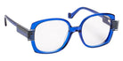 J.F. Rey® JF1585 Oversized Eyeglasses - Blue/White Black/Cristal Striped