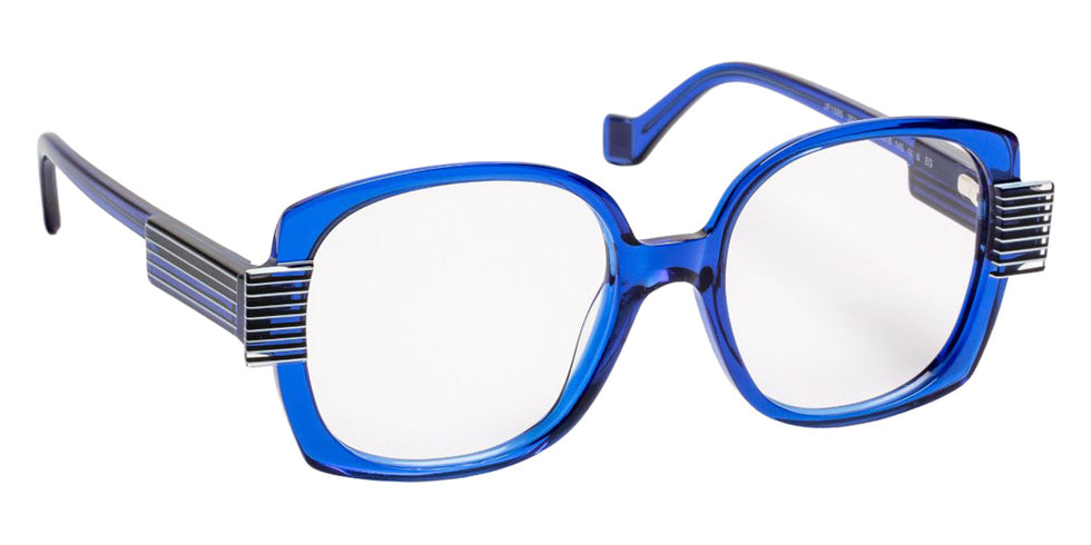 J.F. Rey® JF1585 Oversized Eyeglasses - Blue/White Black/Cristal Striped