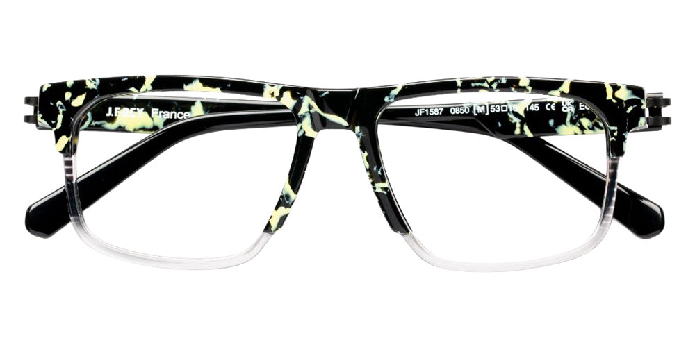 J.F. Rey® JF1587 Rectangle Eyeglasses - Black Marble/Gray