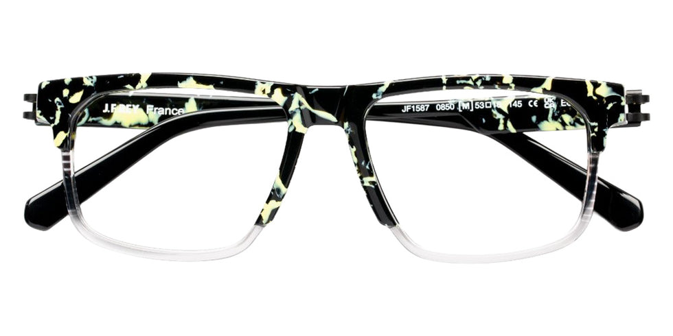 J.F. Rey® JF1587 Rectangle Eyeglasses - Black Marble/Gray