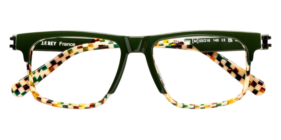 J.F. Rey® JF1587 Rectangle Eyeglasses - Khaki/Brown Graphic