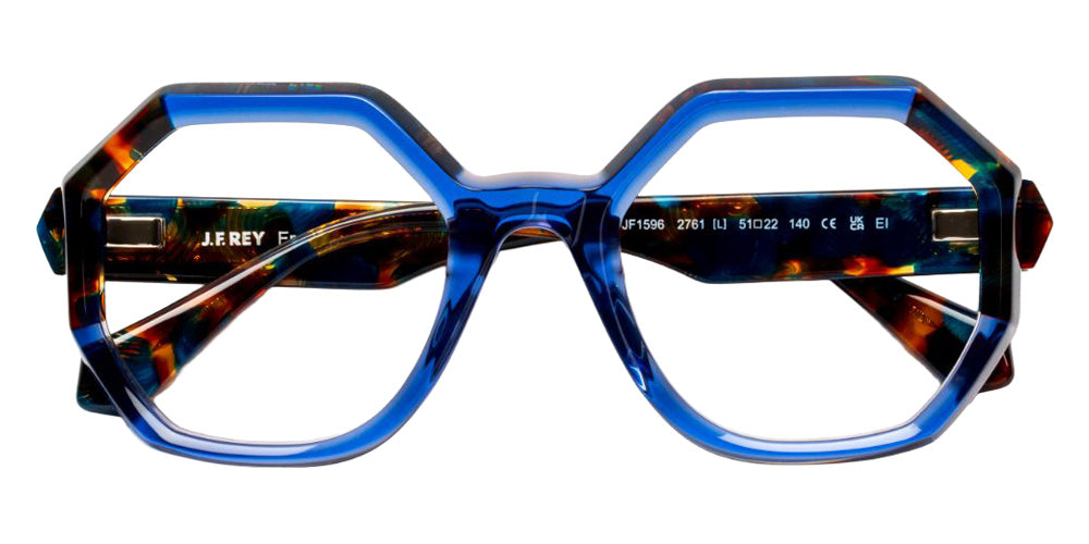 J.F. Rey® JF1596 Geometric Eyeglasses - Blue/Amber
